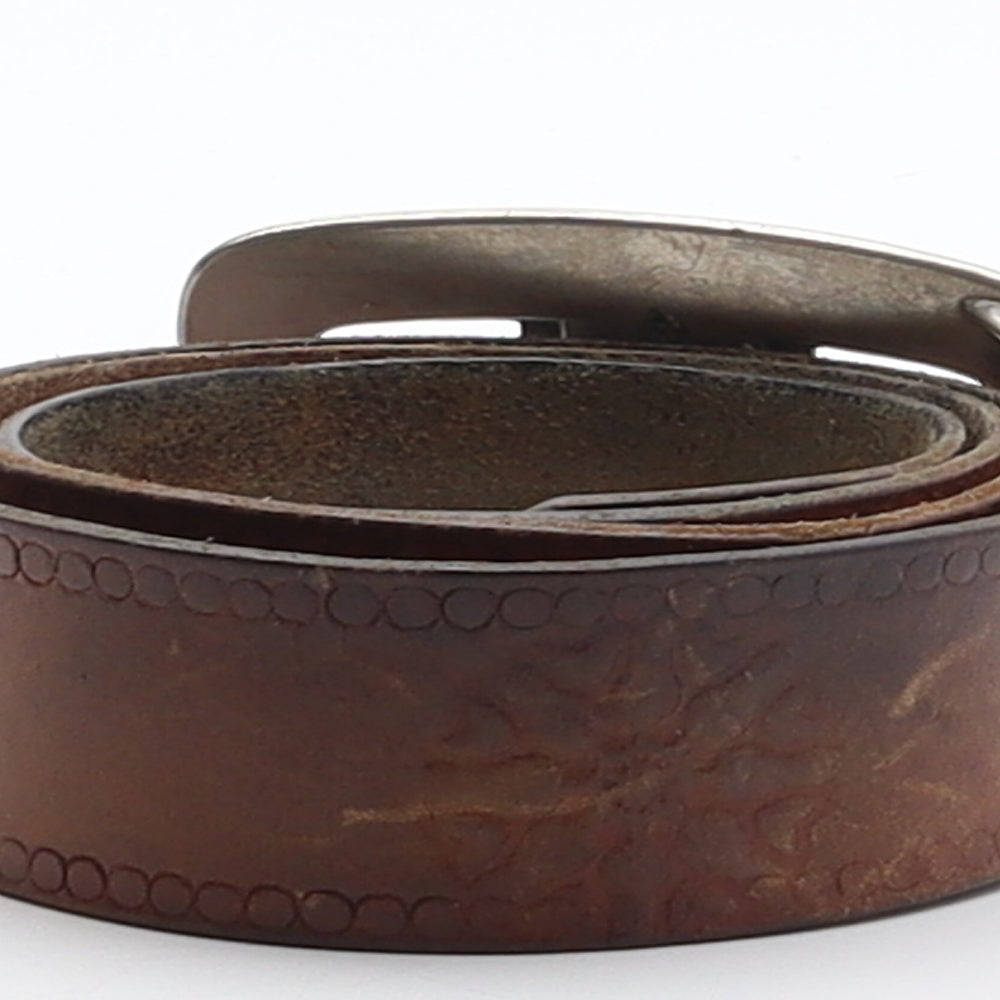 Preworn Mens Brown Geometric Leather Western Belt Belt One Size