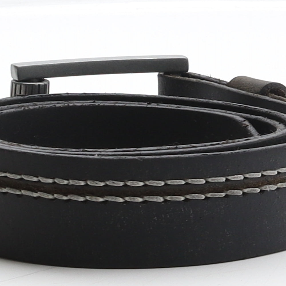 Superdry Mens Black Solid Leather Dress Belt Belt Size 110