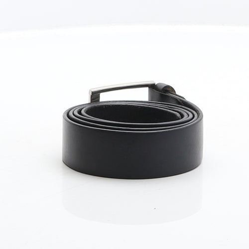 Preworn Mens Black Solid Leather Dress Belt Belt Size 120