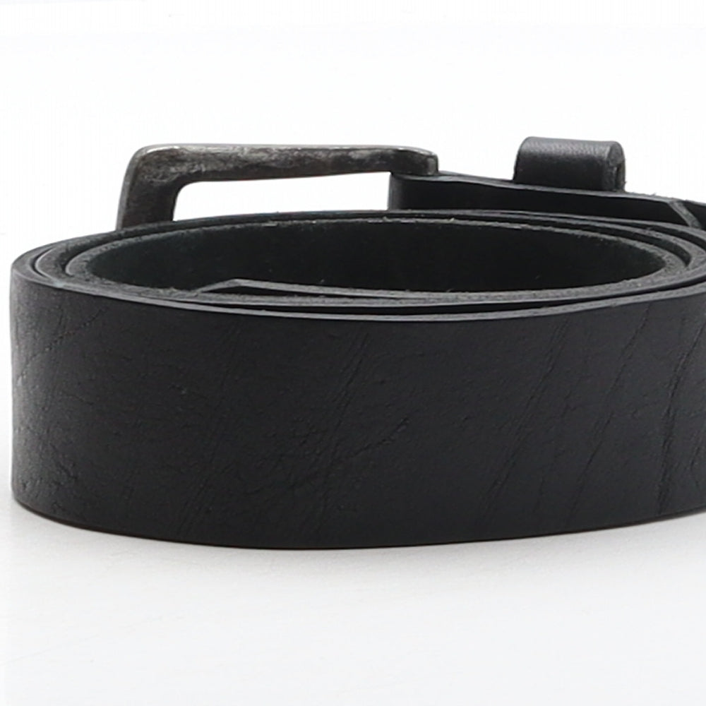 NEXT Mens Black Solid Leather Dress Belt Belt Size M