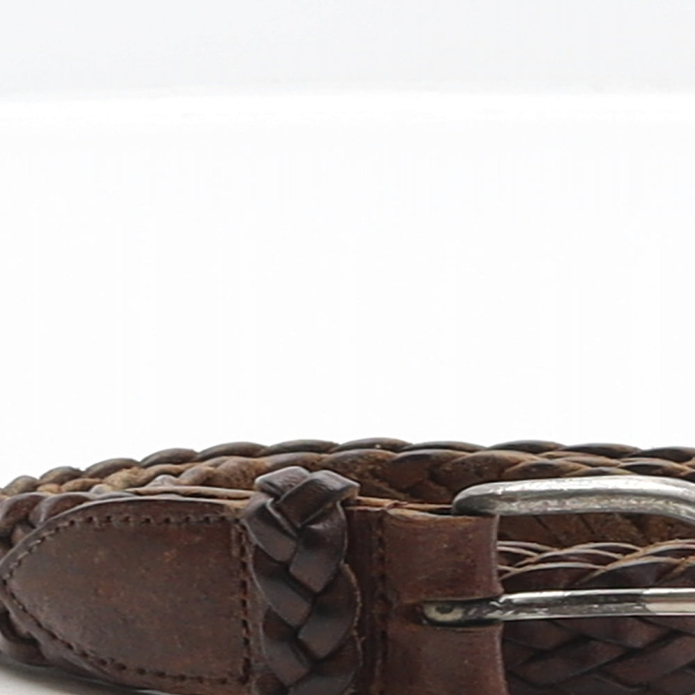 Preworn Mens Brown Solid Leather Braided/Woven Belt Belt Size 30