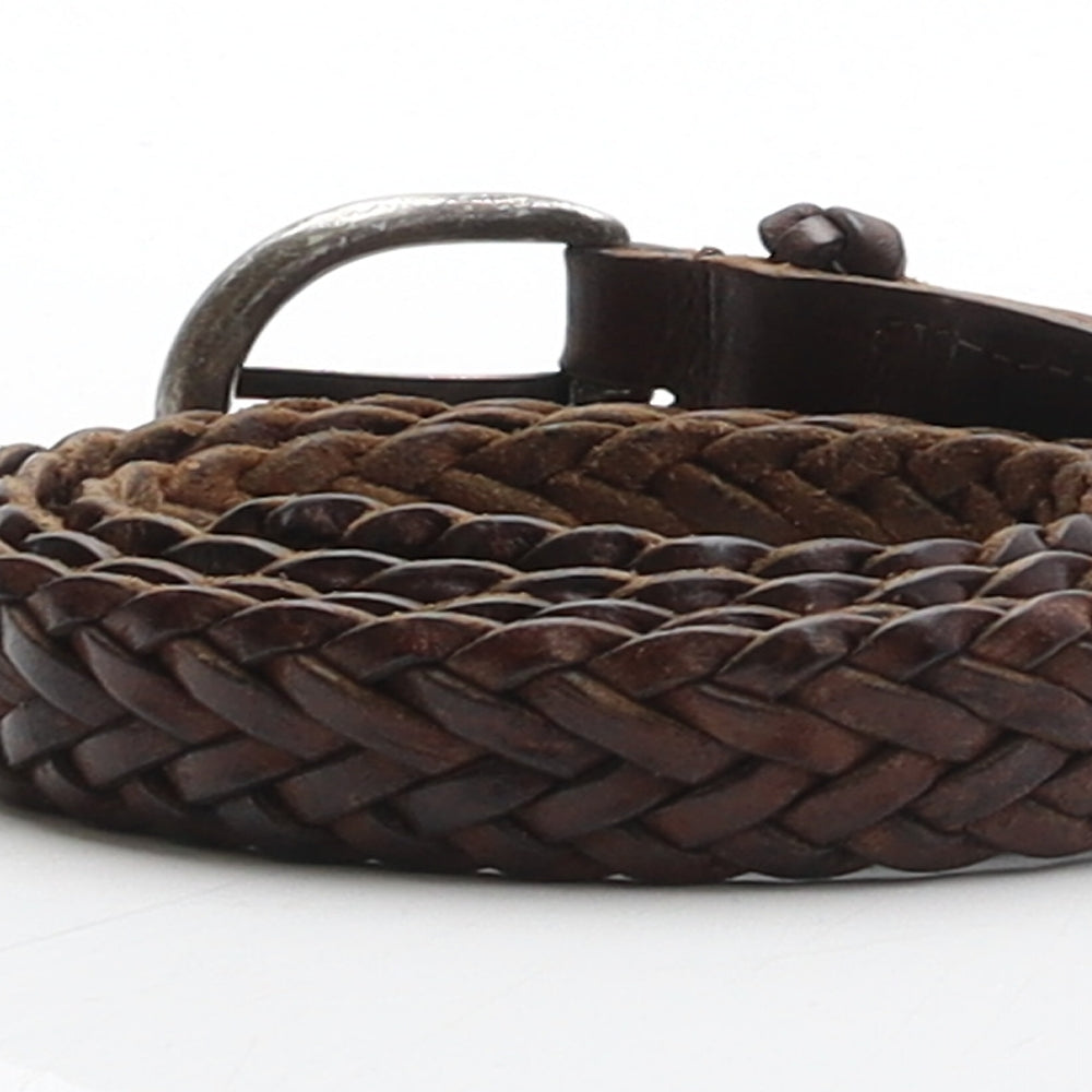 Preworn Mens Brown Solid Leather Braided/Woven Belt Belt Size 30