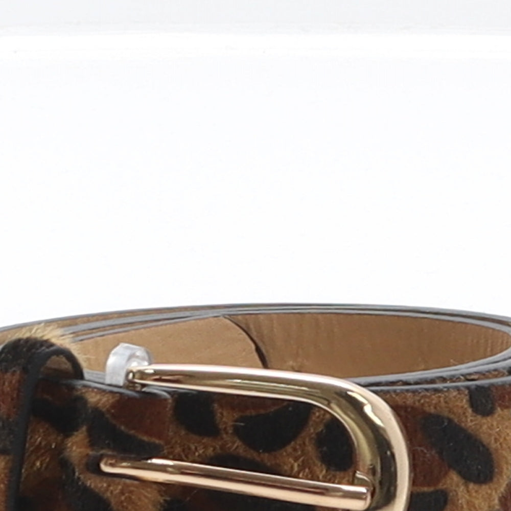 SheIn Womens Brown Animal Print Polyurethane Adjustable Belt Belt One Size - Leopard print