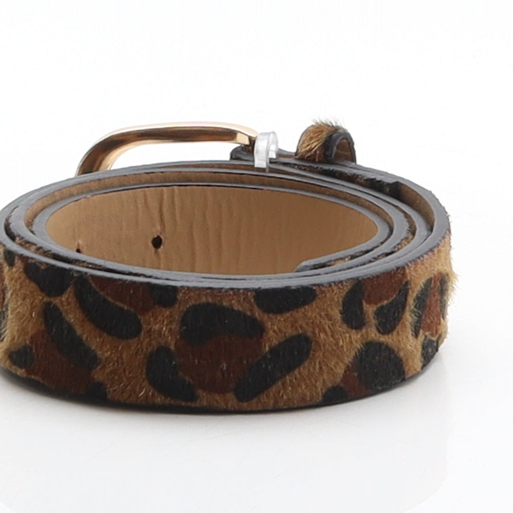 SheIn Womens Brown Animal Print Polyurethane Adjustable Belt Belt One Size - Leopard print