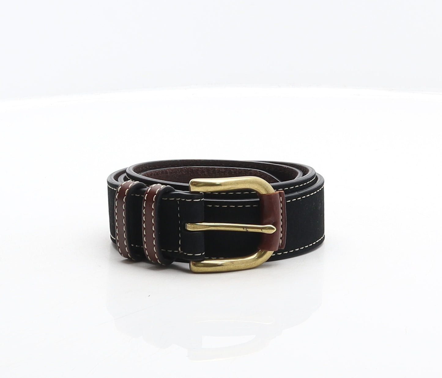 Marks and Spencer Mens Black Solid Leather Dress Belt Belt Size 38