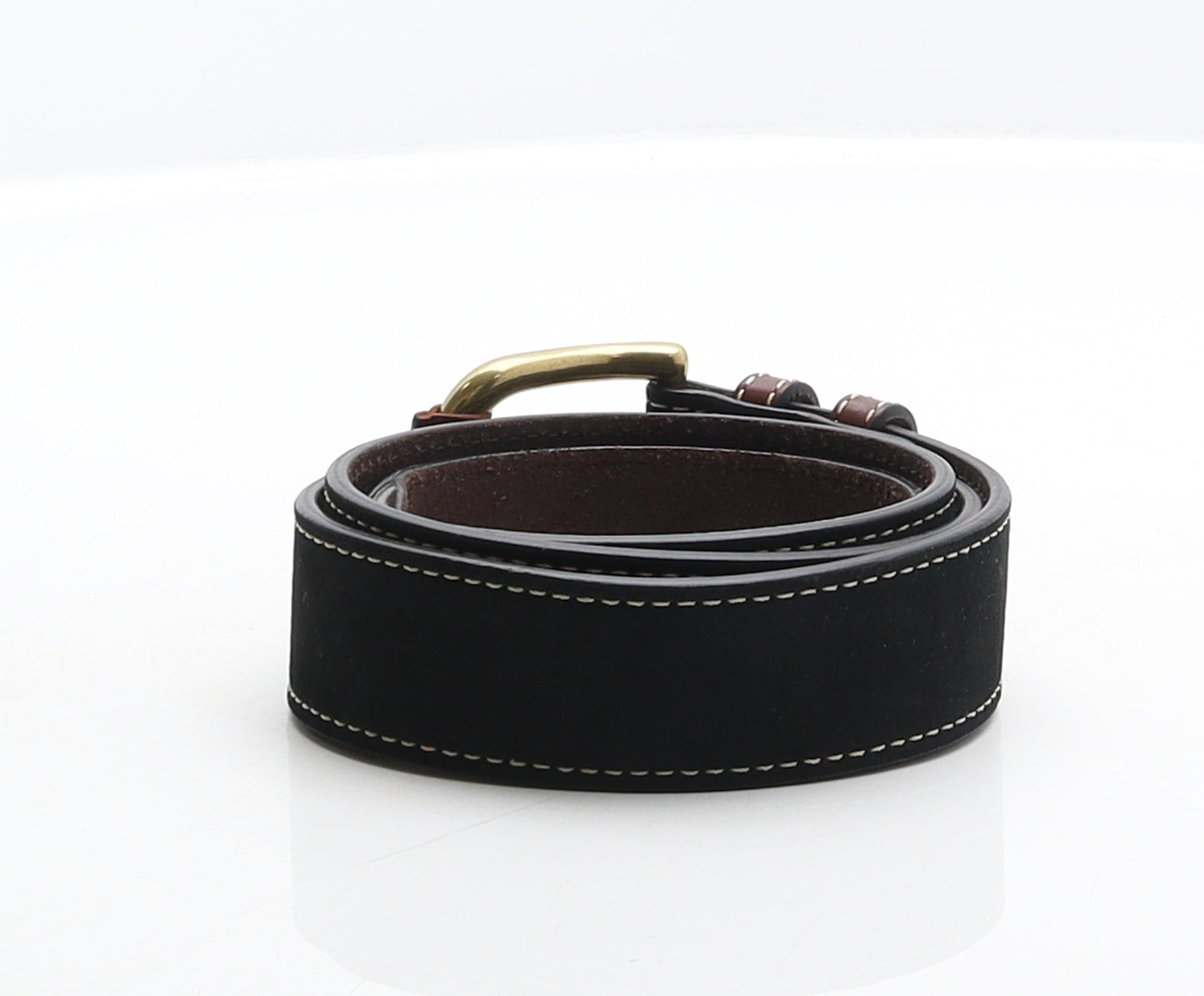 Marks and Spencer Mens Black Solid Leather Dress Belt Belt Size 38