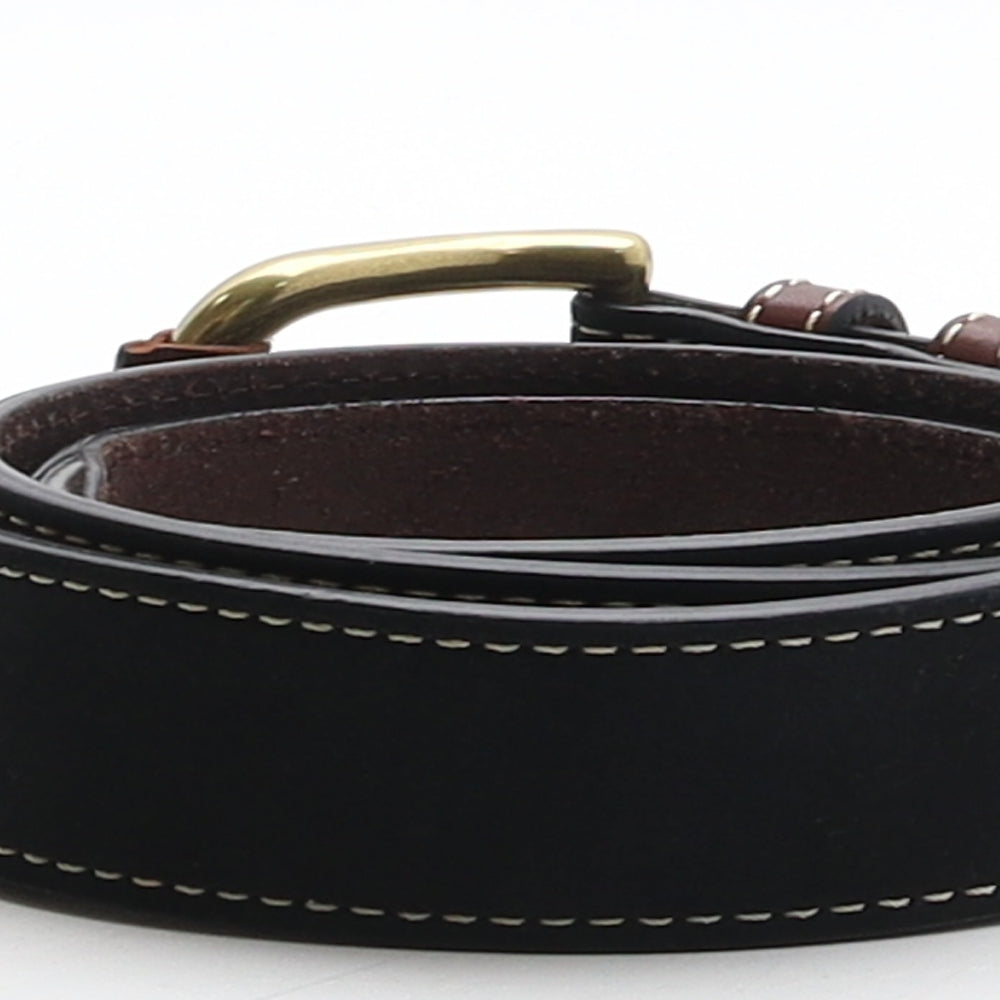 Marks and Spencer Mens Black Solid Leather Dress Belt Belt Size 38
