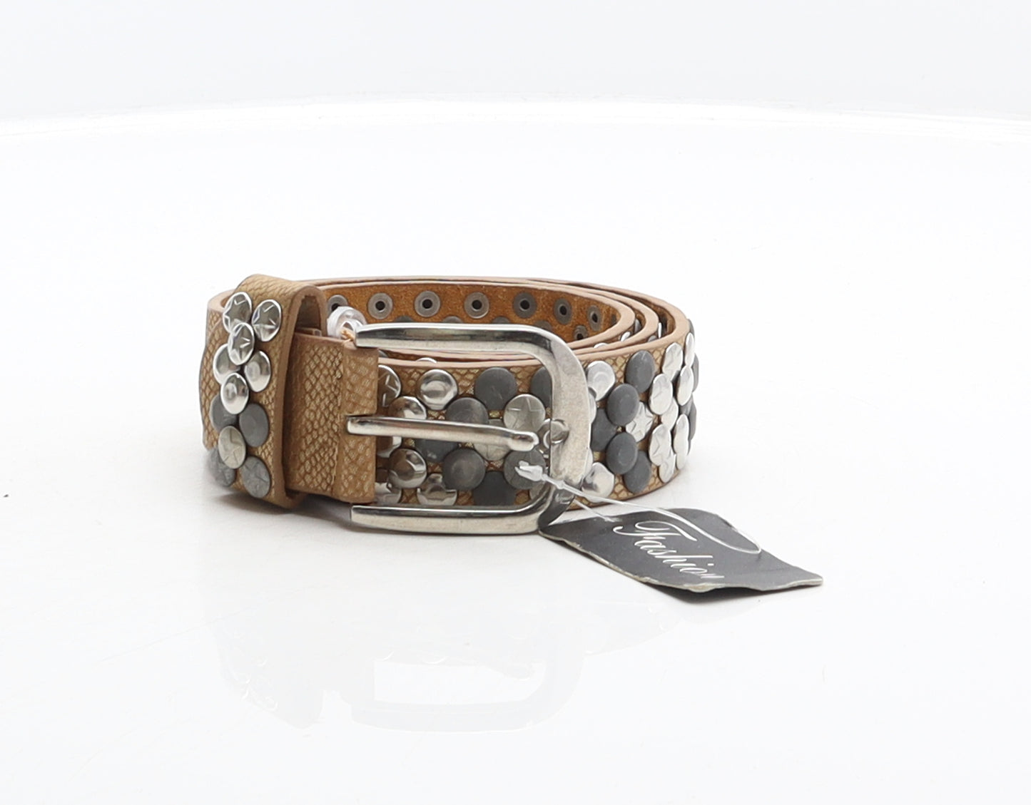 Fashion Womens Brown Animal Print Leather Studded Belt Belt One Size - Snake print