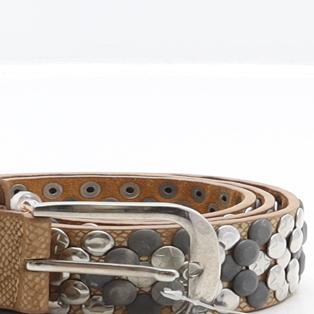 Fashion Womens Brown Animal Print Leather Studded Belt Belt One Size - Snake print