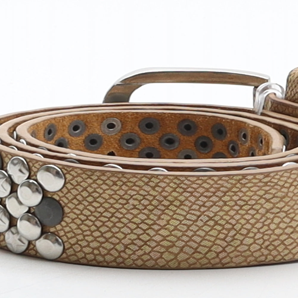 Fashion Womens Brown Animal Print Leather Studded Belt Belt One Size - Snake print