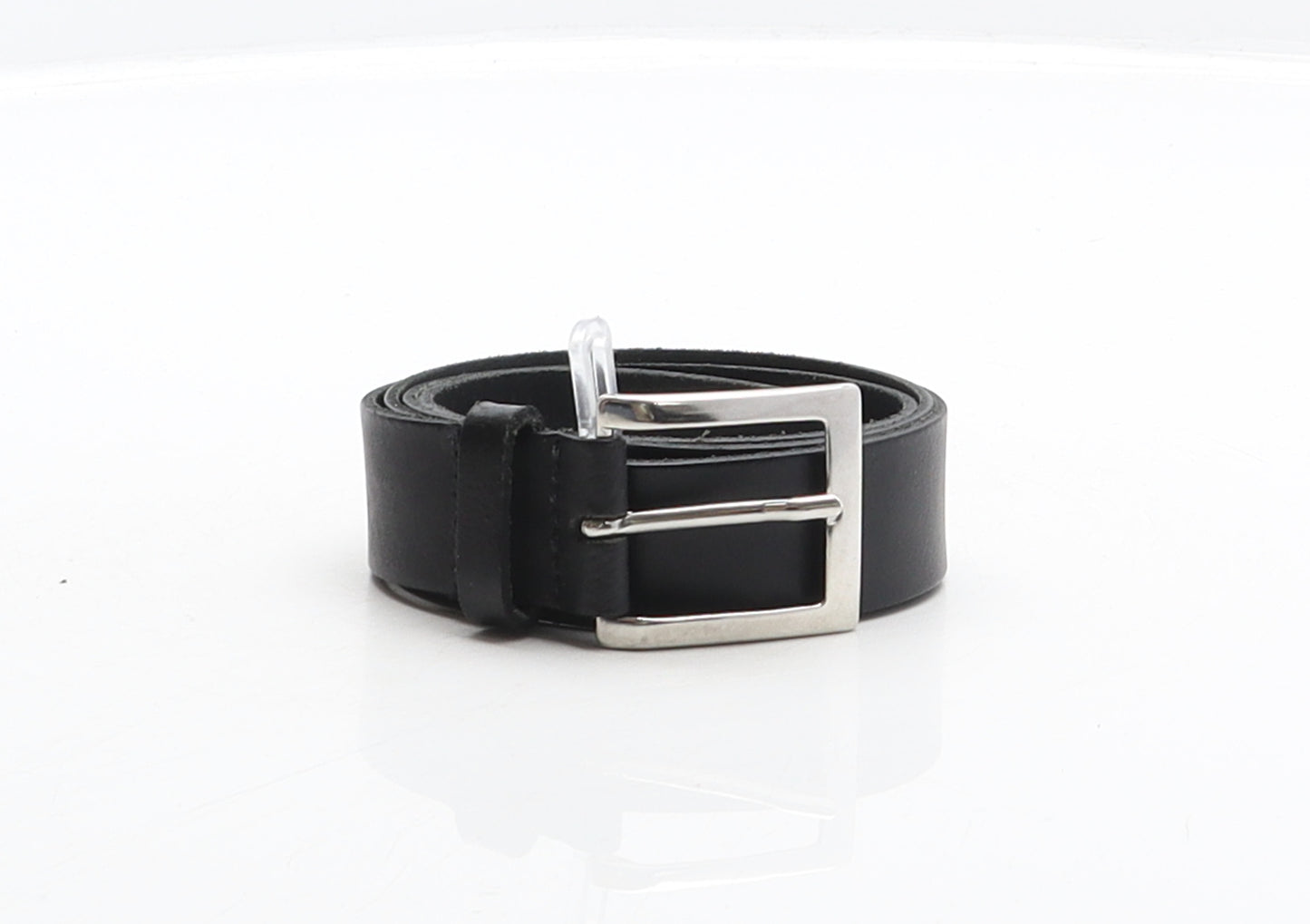 Preworn Mens Black Solid Leather Dress Belt Belt One Size