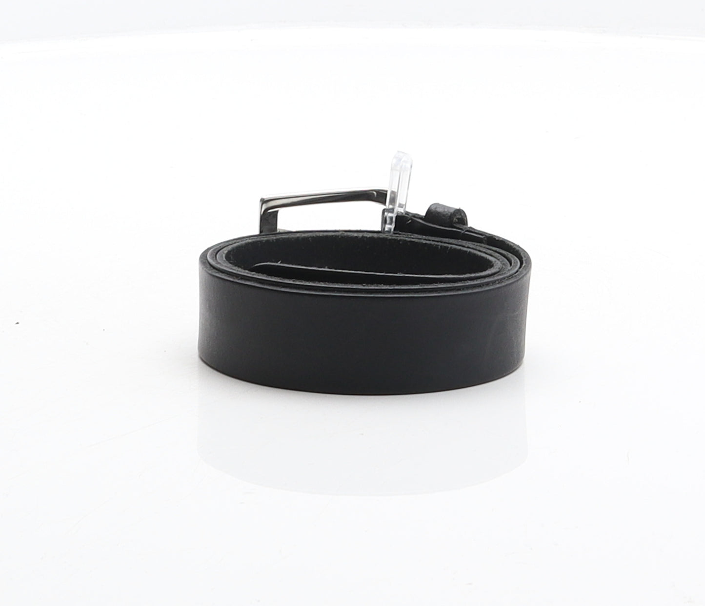 Preworn Mens Black Solid Leather Dress Belt Belt One Size