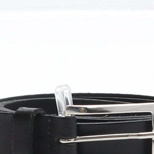 Preworn Mens Black Solid Leather Dress Belt Belt One Size