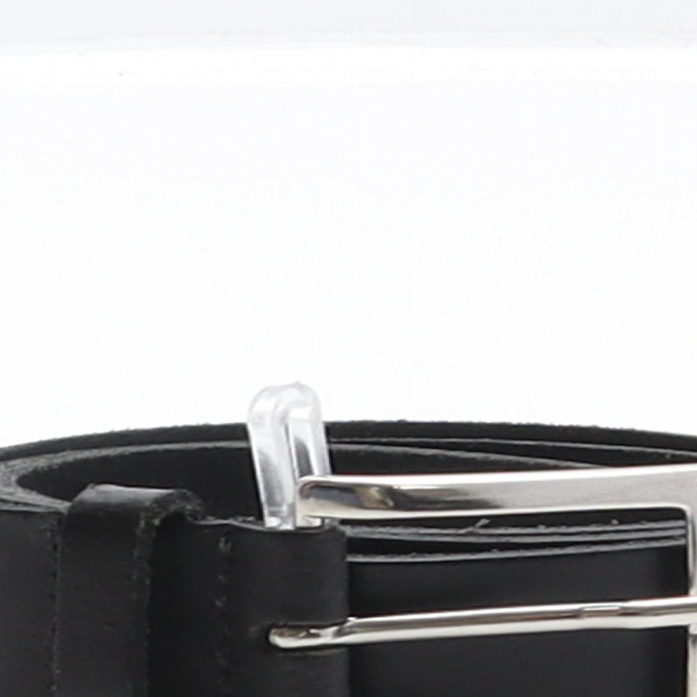 Preworn Mens Black Solid Leather Dress Belt Belt One Size