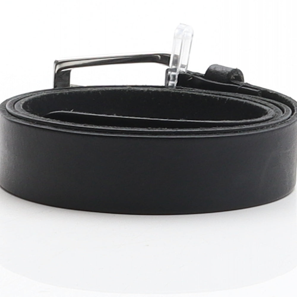 Preworn Mens Black Solid Leather Dress Belt Belt One Size