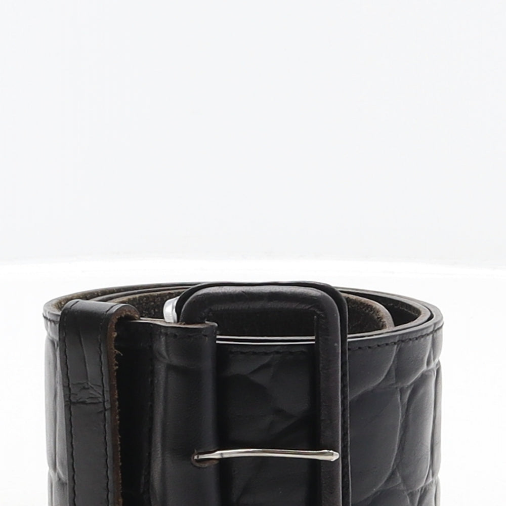 NEXT Womens Brown Animal Print Leather Waist Belt Belt One Size - Croc pattern