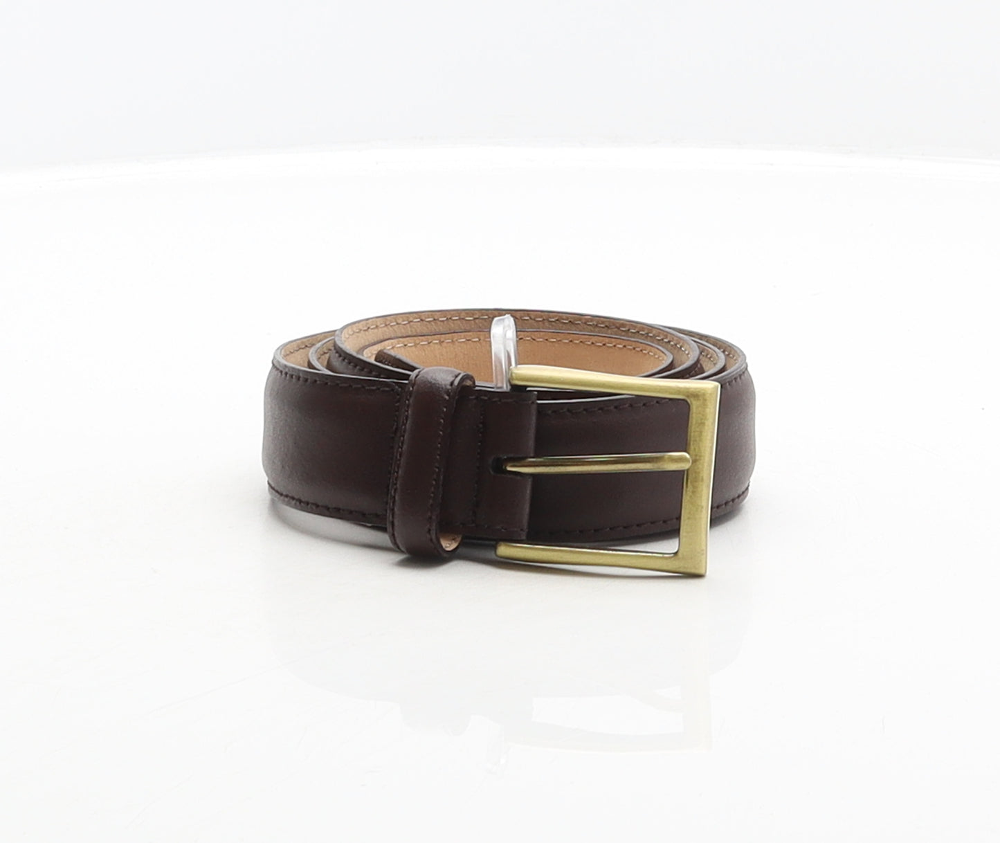 Marks and Spencer Mens Brown Solid Leather Dress Belt Belt One Size