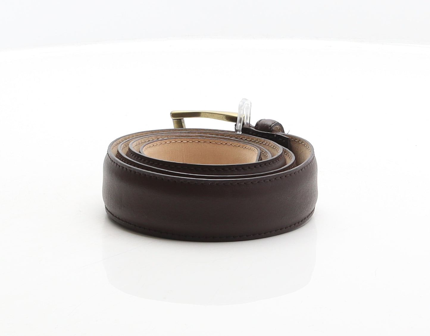 Marks and Spencer Mens Brown Solid Leather Dress Belt Belt One Size