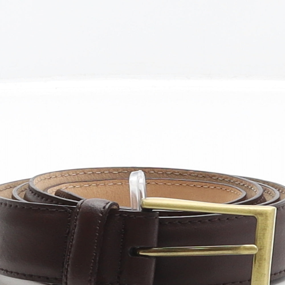 Marks and Spencer Mens Brown Solid Leather Dress Belt Belt One Size