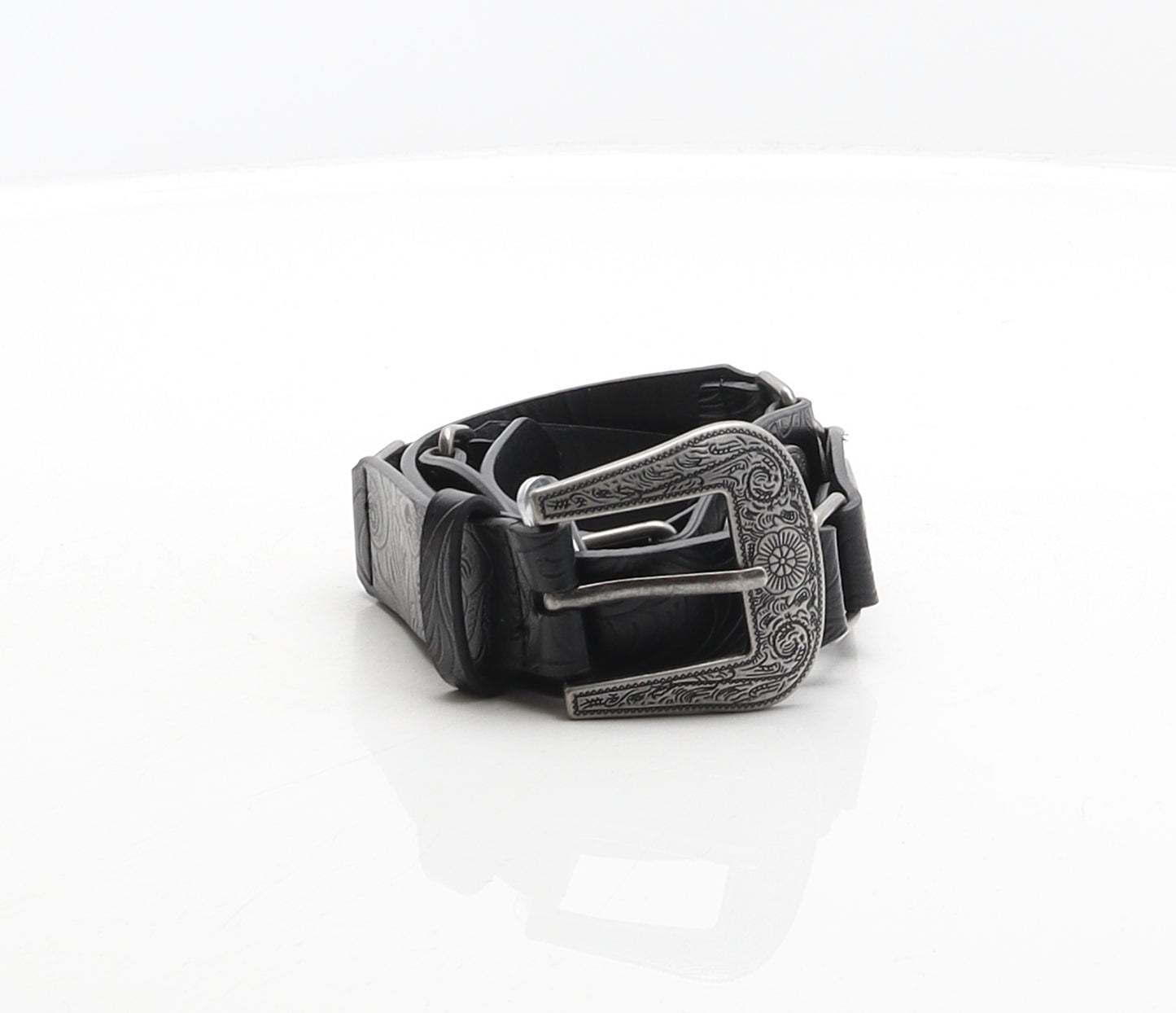 Matalan Womens Black Floral Polyurethane Concho Belt Belt Size M
