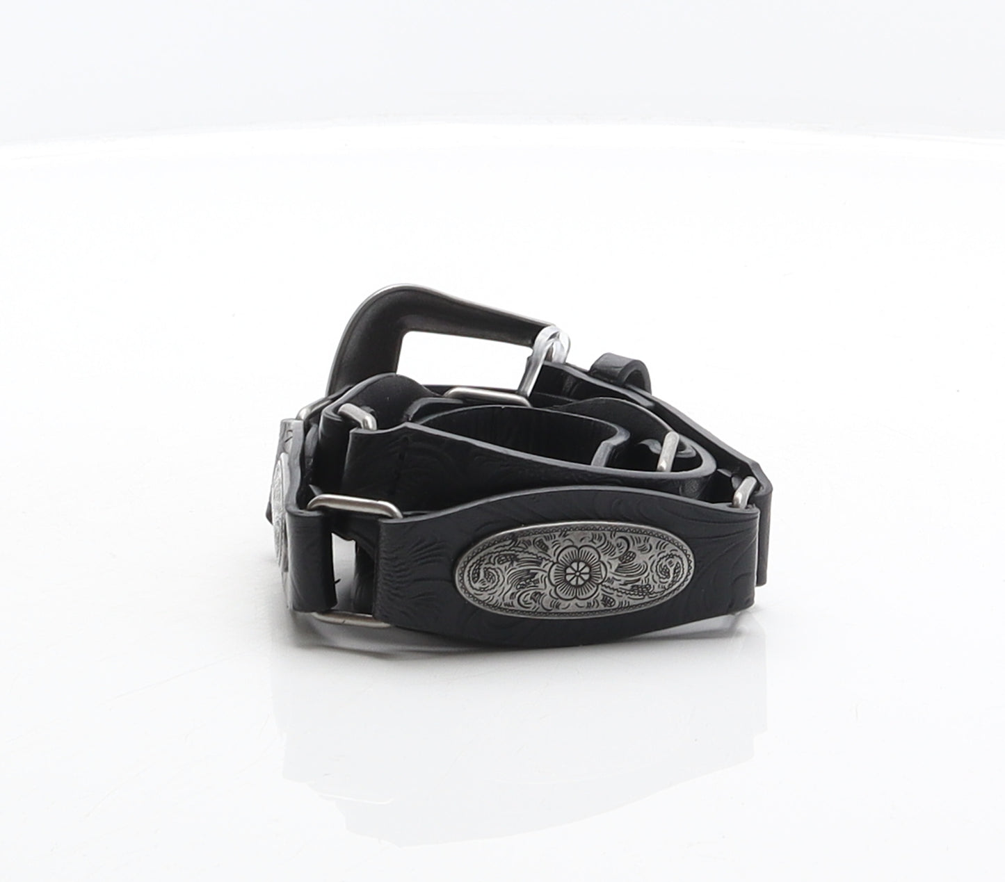 Matalan Womens Black Floral Polyurethane Concho Belt Belt Size M