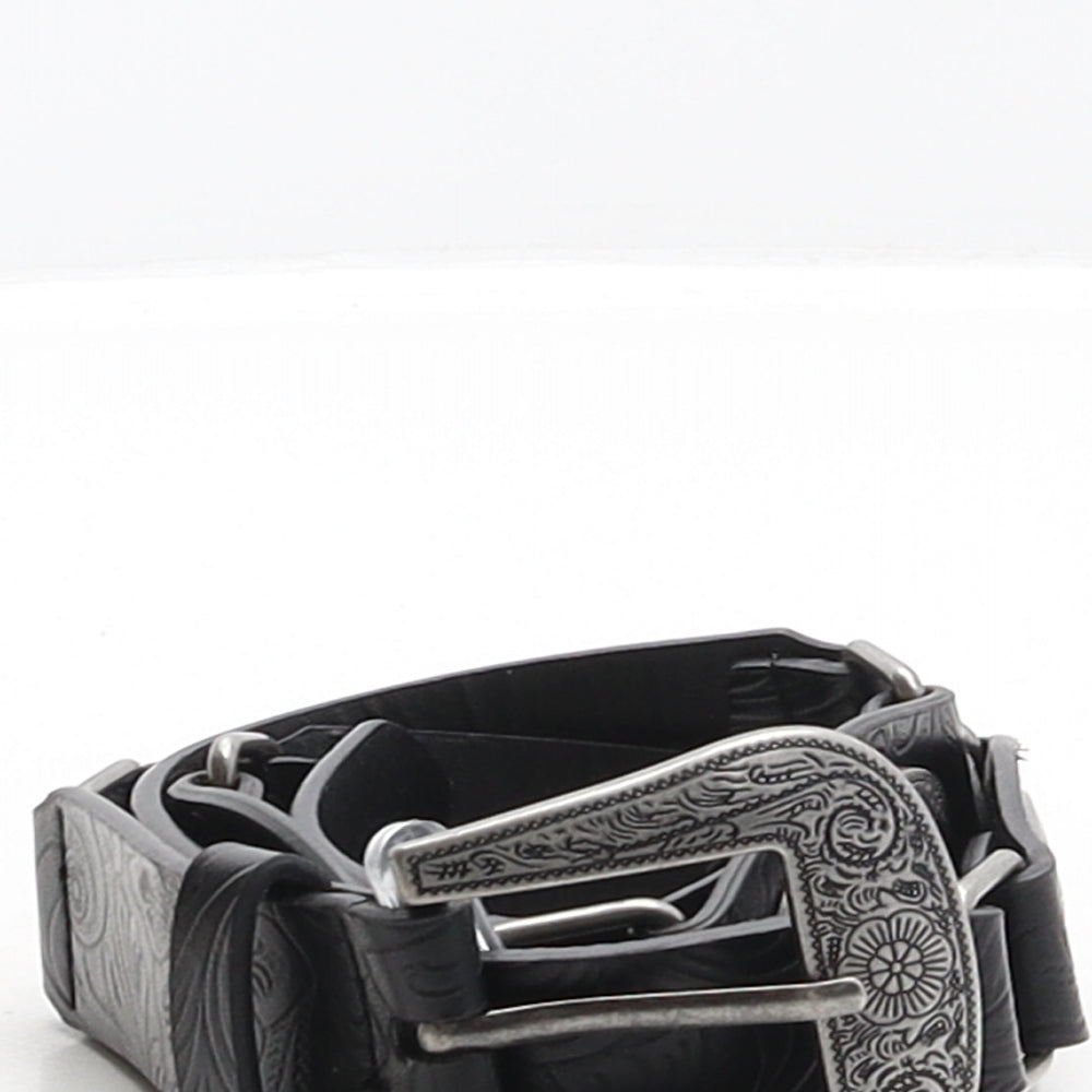 Matalan Womens Black Floral Polyurethane Concho Belt Belt Size M