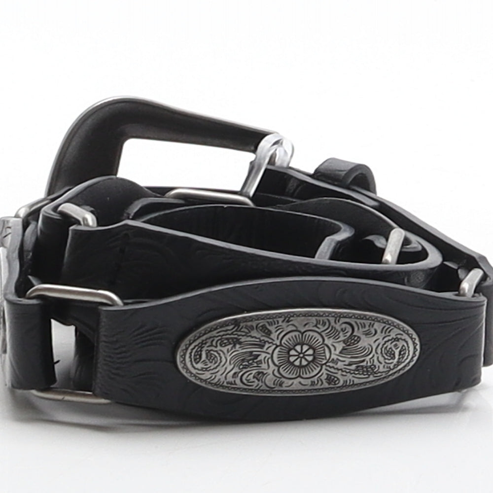 Matalan Womens Black Floral Polyurethane Concho Belt Belt Size M