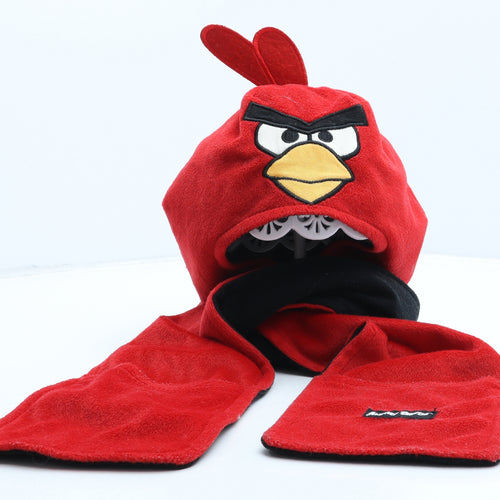 George Boys Red Polyester Beanie One Size - Angry Birds. With Mittens