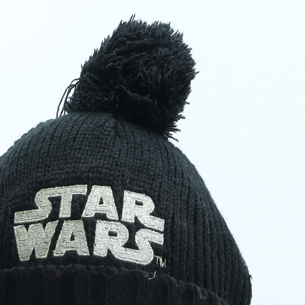 Star Wars Boys Black Acrylic Bobble Hat One Size