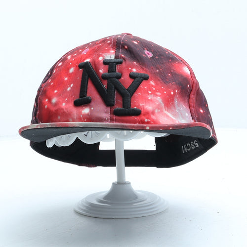 Preworn Mens Red Geometric Cotton Snapback Size 58 - New York