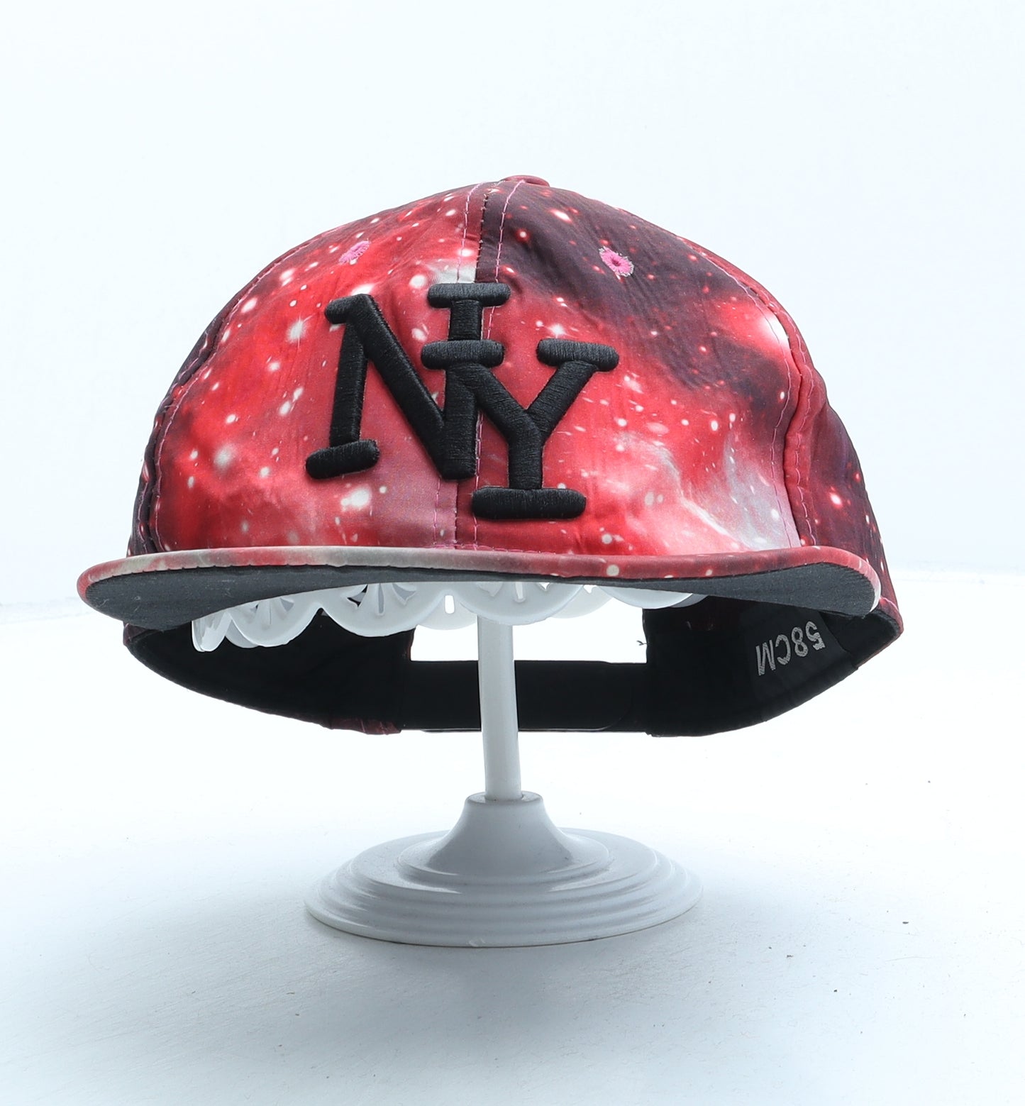Preworn Mens Red Geometric Cotton Snapback Size 58 - New York