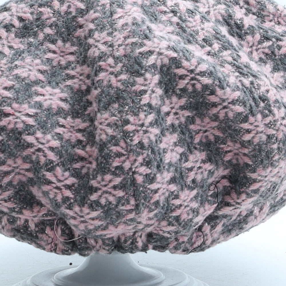 Preworn Womens Pink Geometric Polyester Peaked Cap One Size