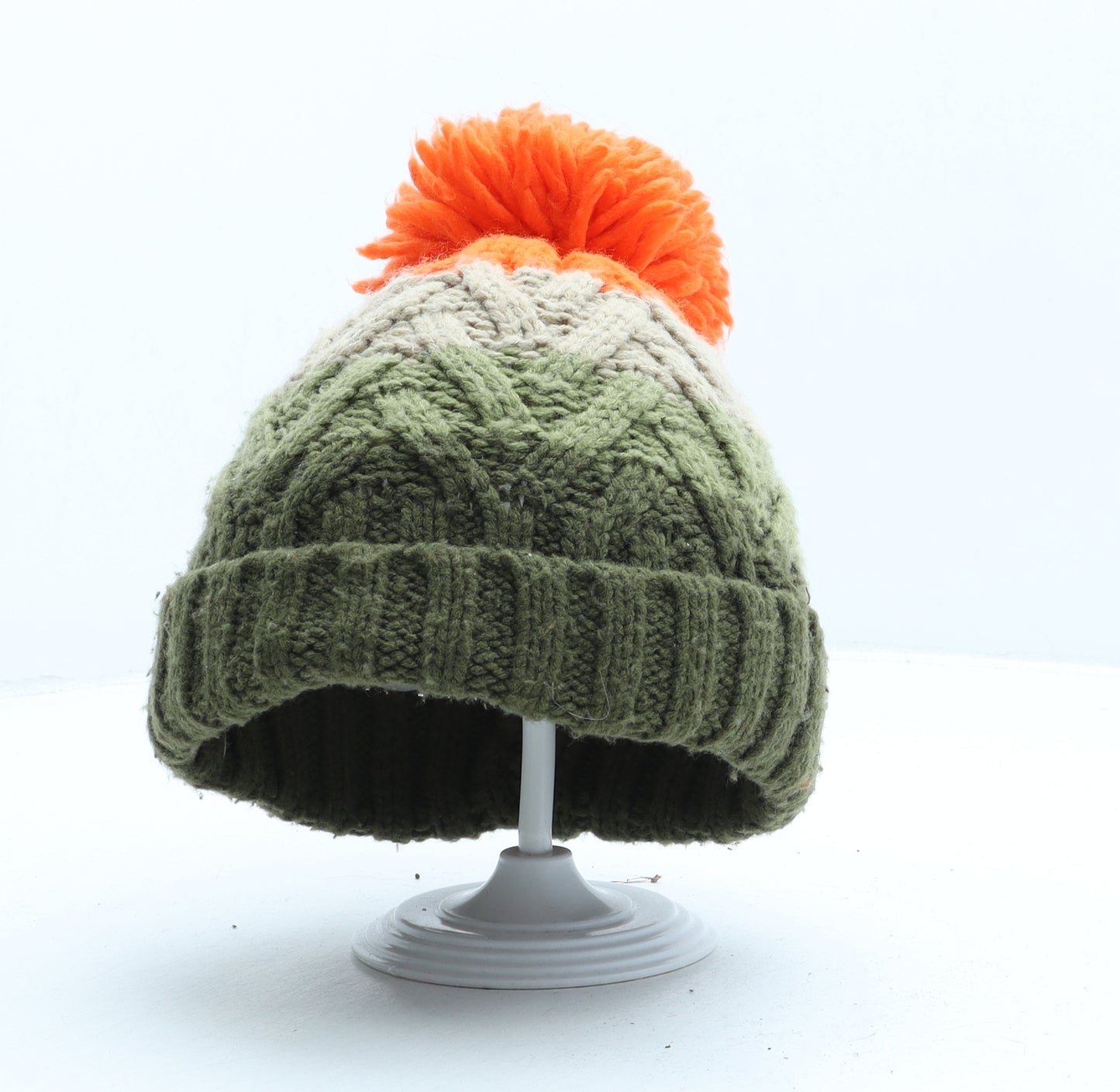 Nutmeg Boys Grey Striped Acrylic Bobble Hat One Size