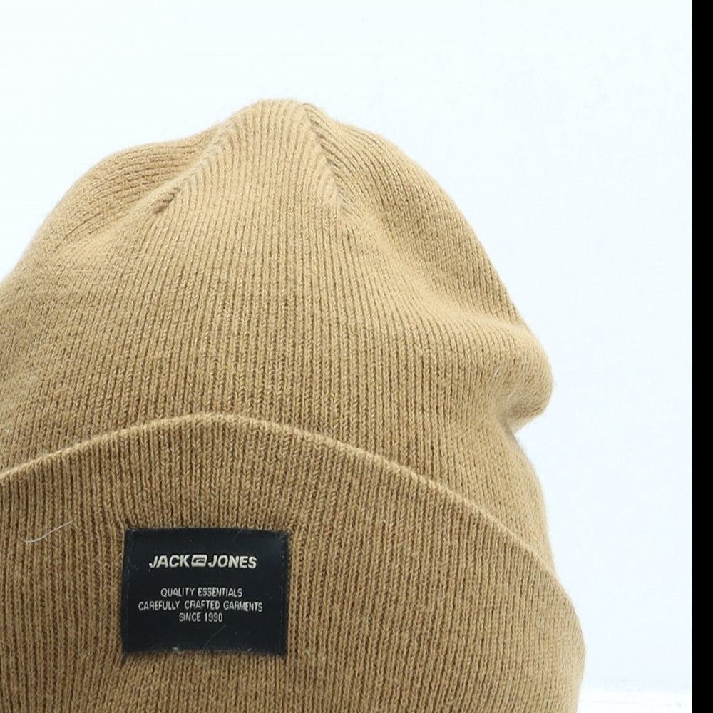 JACK & JONES Mens Brown Acrylic Beanie One Size