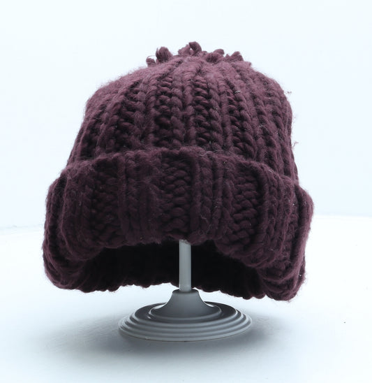 Primark Womens Purple Acrylic Bobble Hat One Size