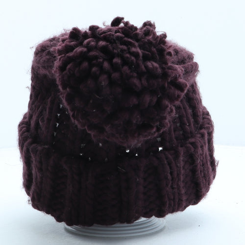 Primark Womens Purple Acrylic Bobble Hat One Size