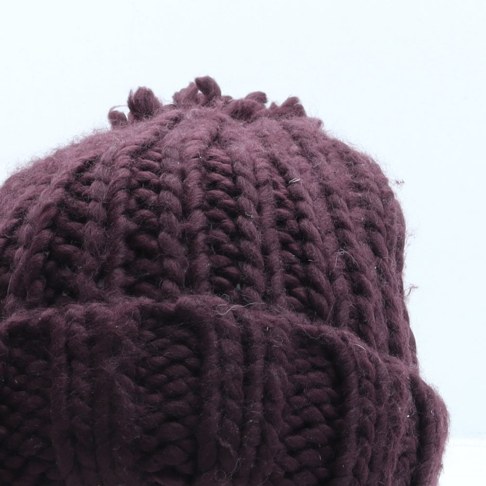 Primark Womens Purple Acrylic Bobble Hat One Size