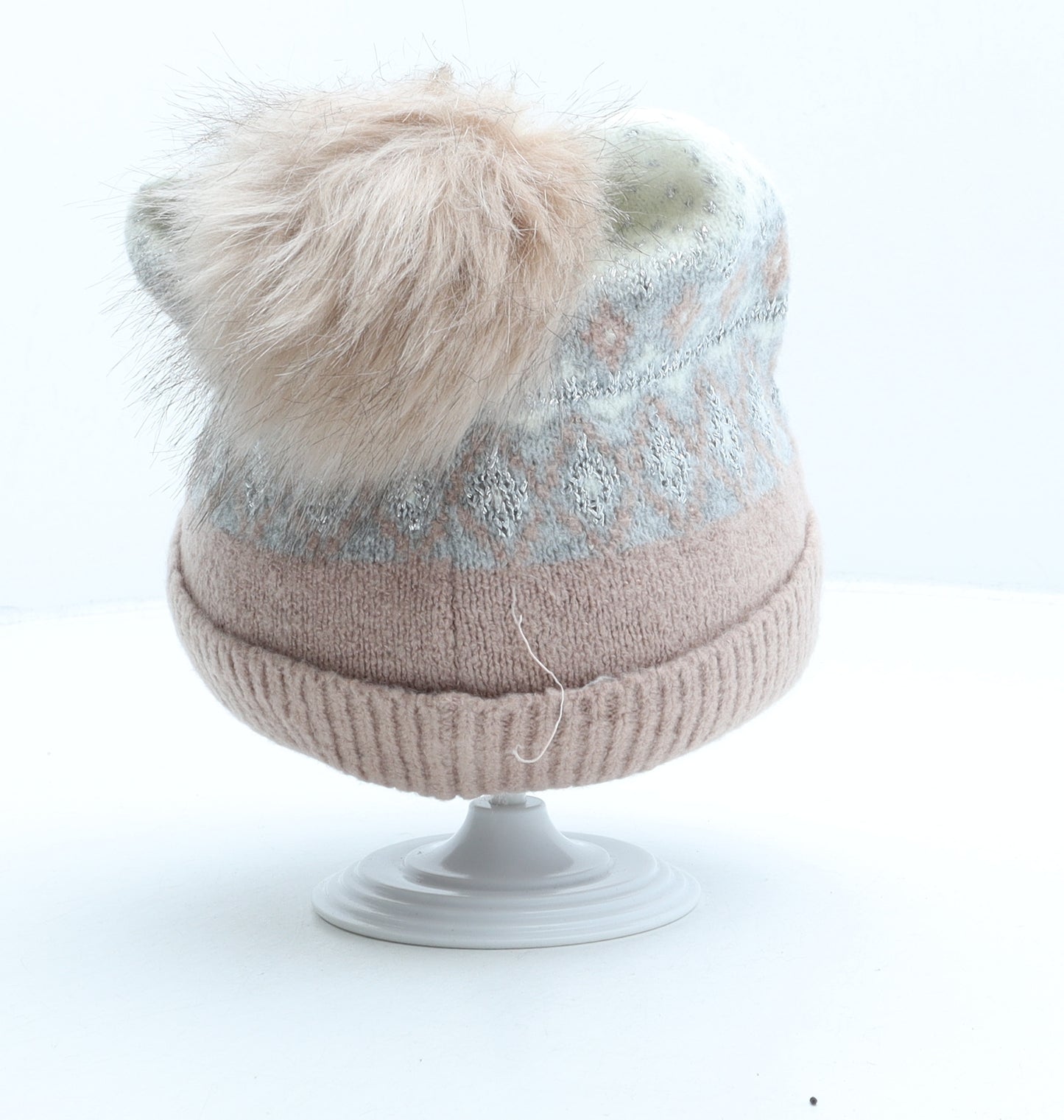 George Girls Multicoloured Fair Isle Acrylic Bobble Hat One Size