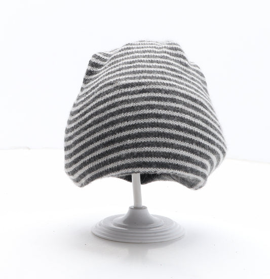 NEXT Boys Grey Striped Acrylic Bobble Hat One Size