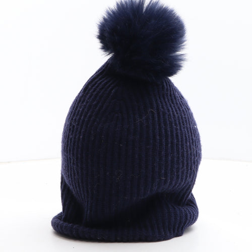 Gap Womens Blue Cotton Bobble Hat One Size