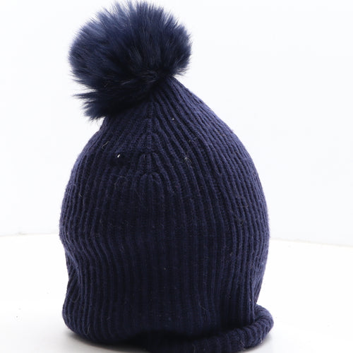 Gap Womens Blue Cotton Bobble Hat One Size