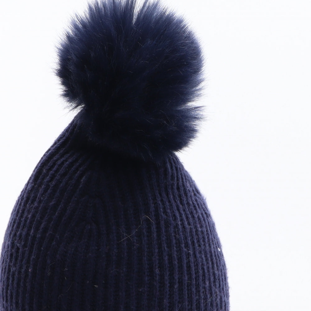 Gap Womens Blue Cotton Bobble Hat One Size