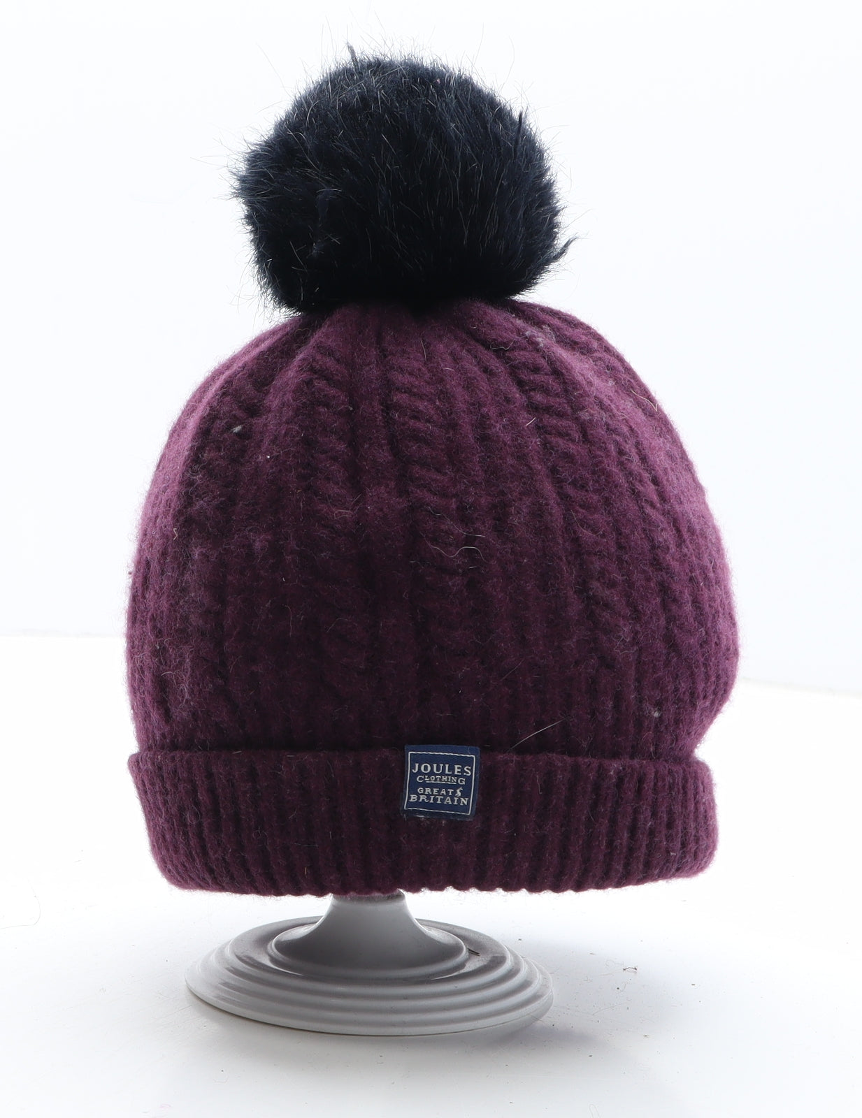 Jules Womens Purple Wool Bobble Hat One Size