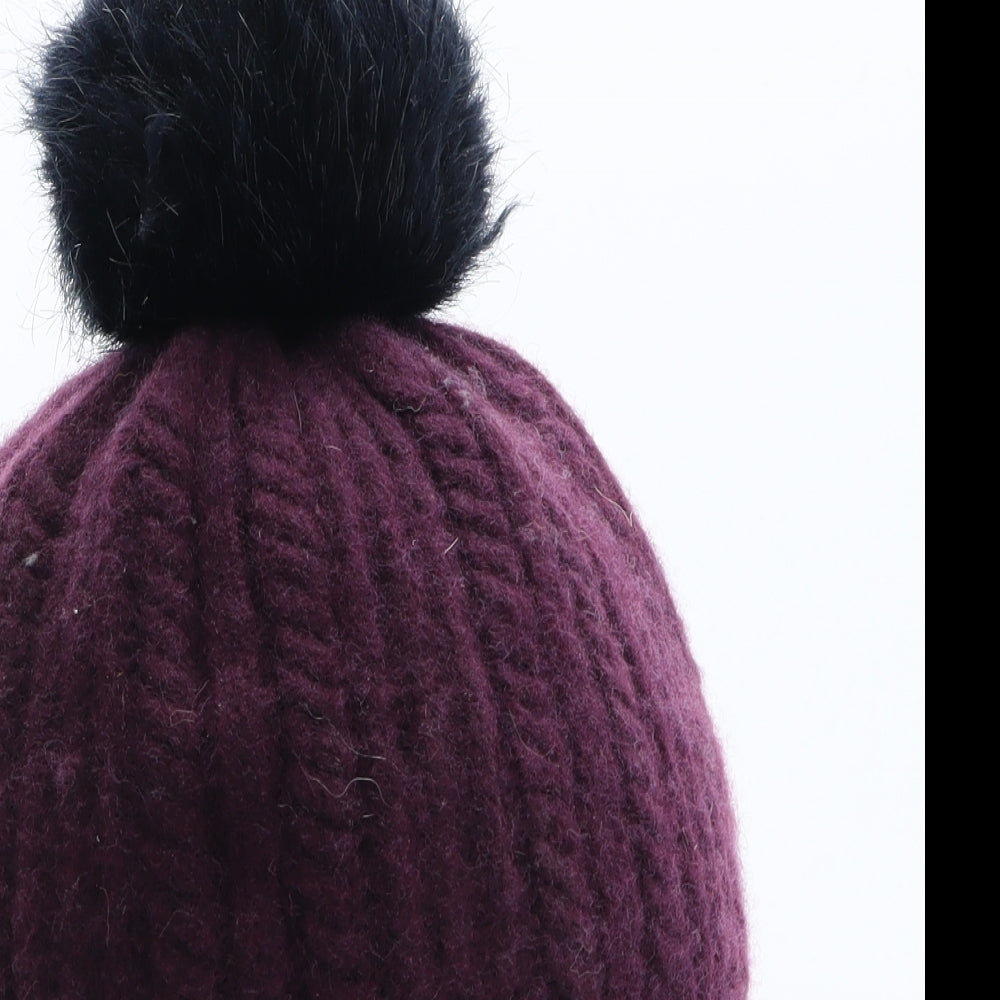 Jules Womens Purple Wool Bobble Hat One Size