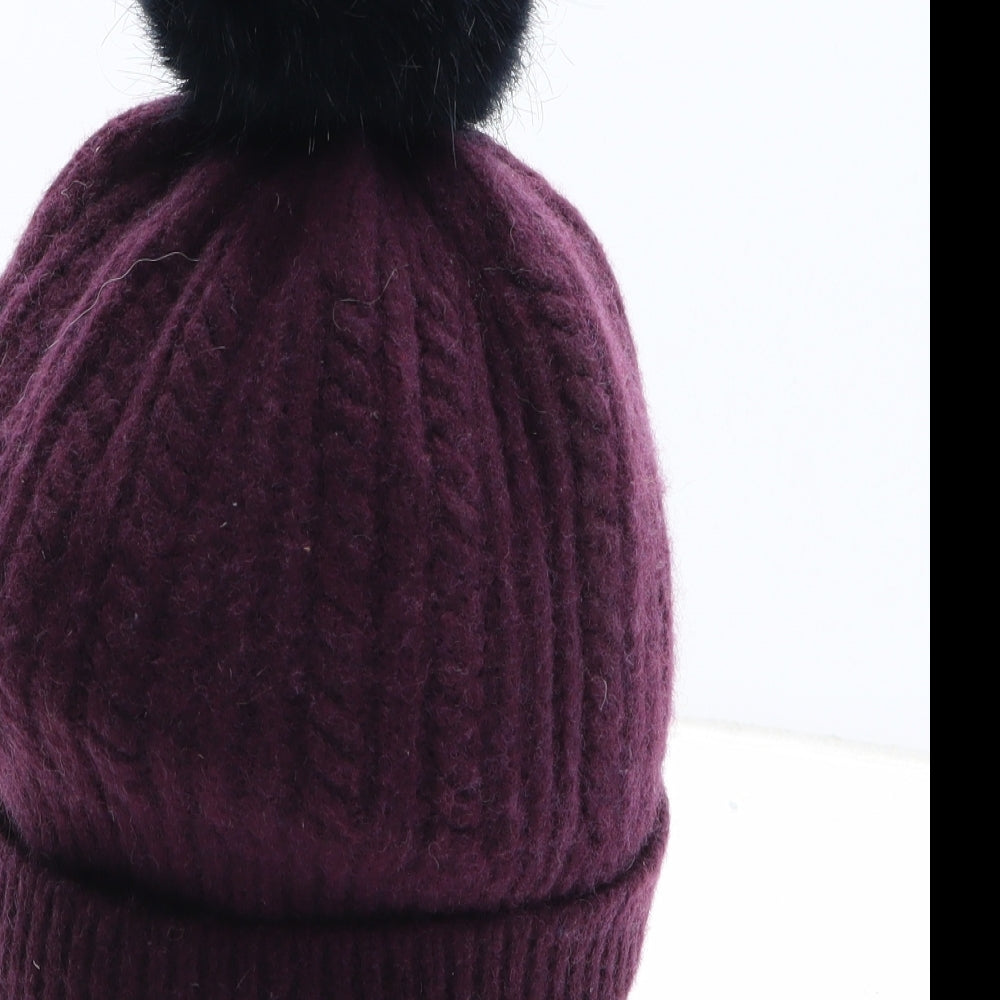 Jules Womens Purple Wool Bobble Hat One Size