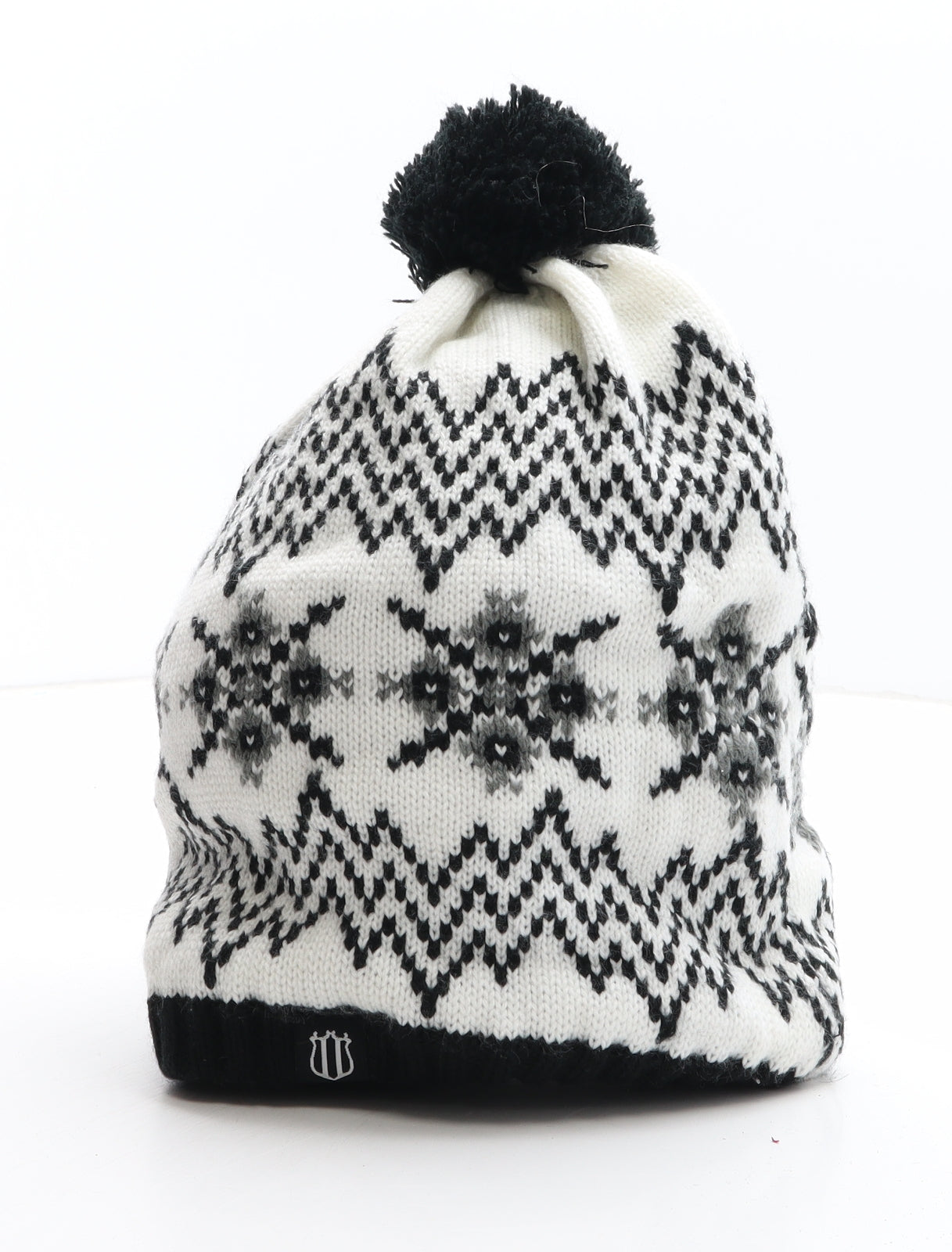 Newcastle United Womens White Geometric Acrylic Bobble Hat One Size