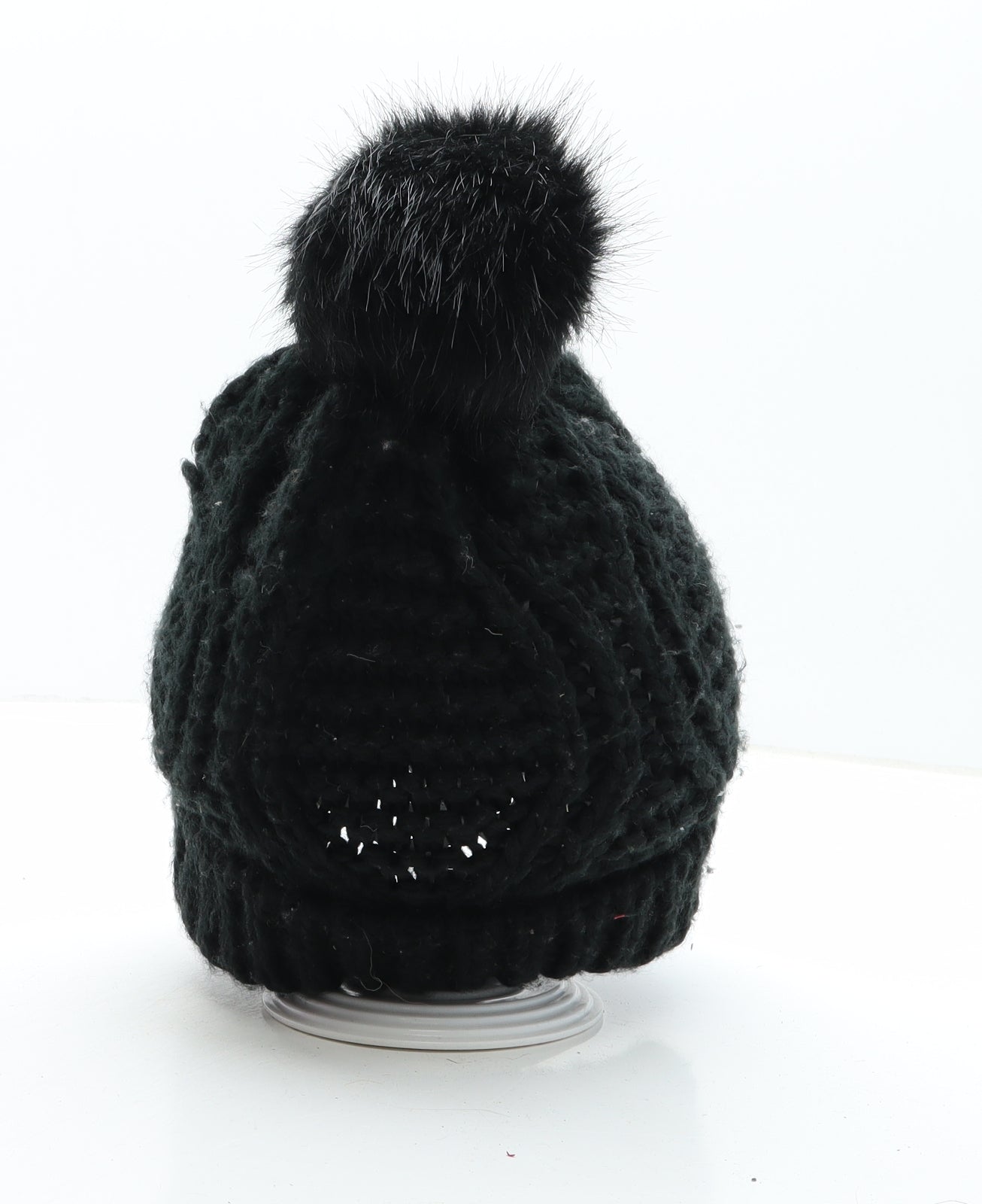 Topshop Womens Black Acrylic Bobble Hat One Size