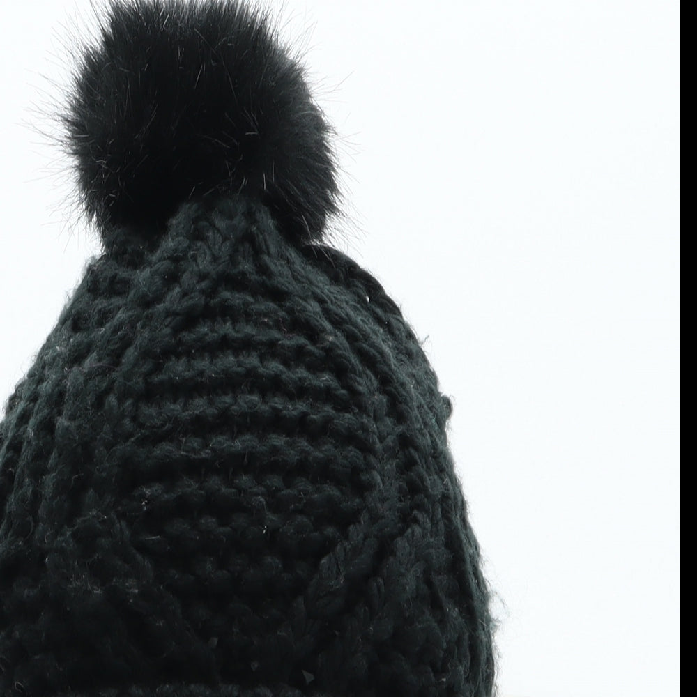 Topshop Womens Black Acrylic Bobble Hat One Size