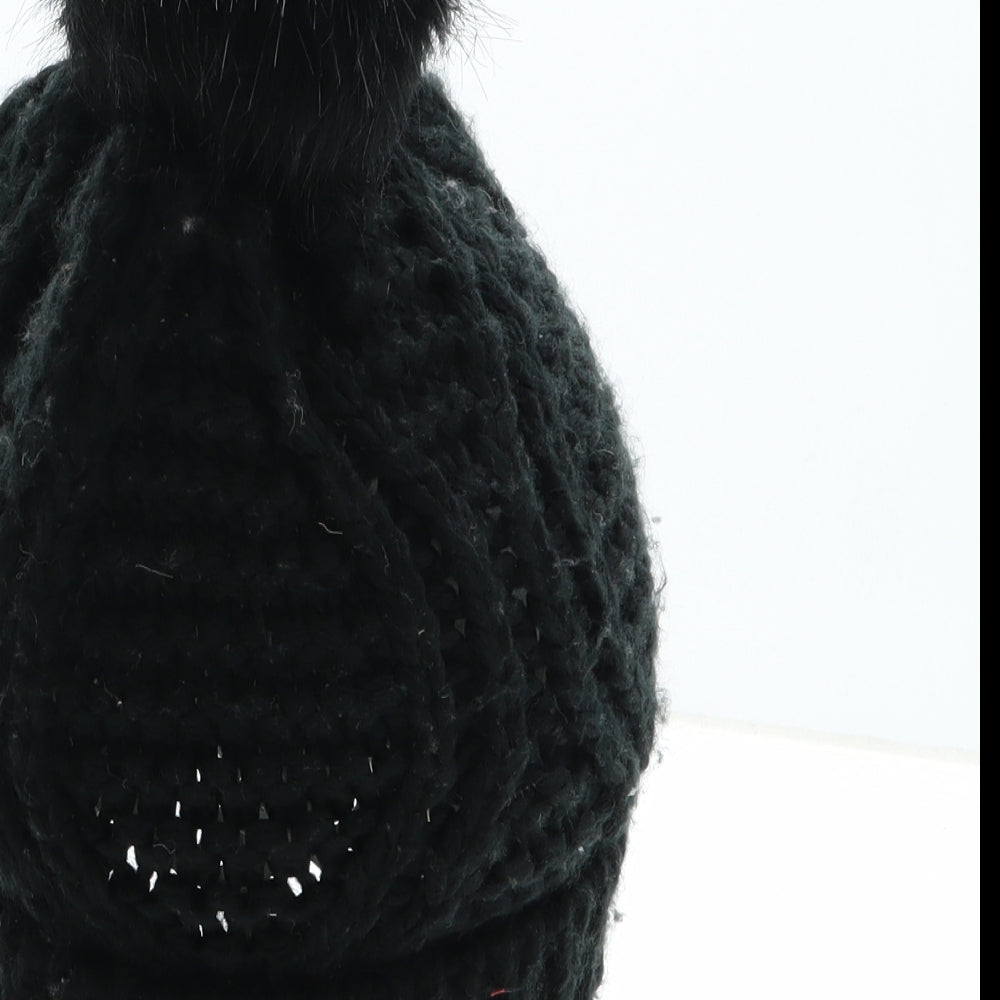Topshop Womens Black Acrylic Bobble Hat One Size