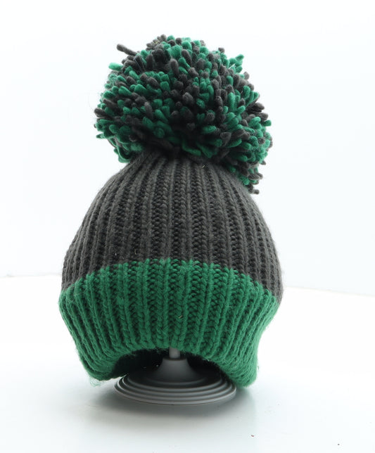 Big Bobble Hats Boys Grey Colourblock Acrylic Bobble Hat One Size